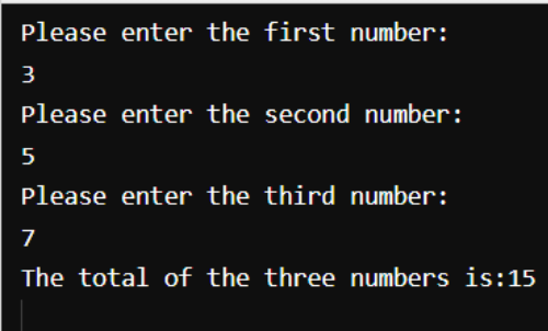 A picture of the result of the sum program written in pascal.