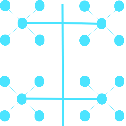 This diagram show four star network. The central of each part is connected in a bus network.